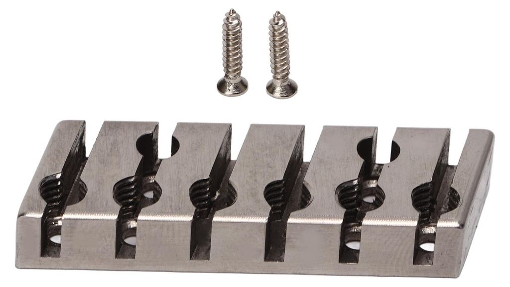 42 mm professioneller, silberfarbener Metall-Klemmsattel für 6 Saiten an kopflosen E-Gitarren