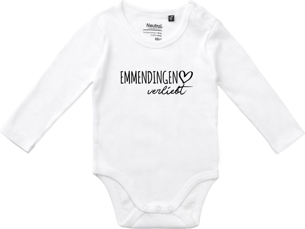 Huuraa Baby Body Emmendingen verliebt 68 White Baumwolle Fairtrade Langarmbody Geschenkidee