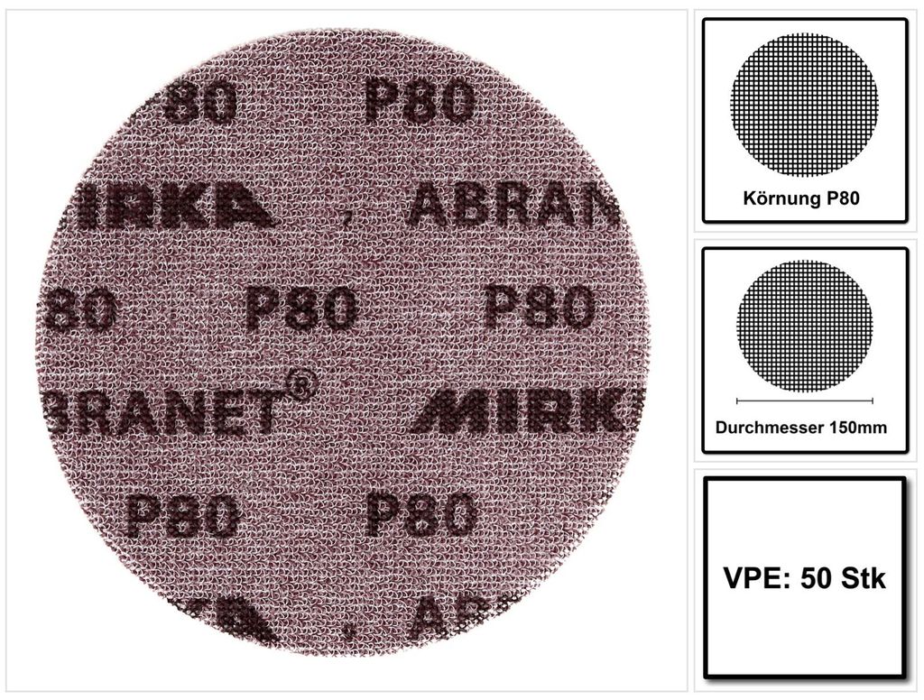 Mirka ABRANET Schleifscheiben Grip 150mm P80 50 Stk. ( Produktbild 