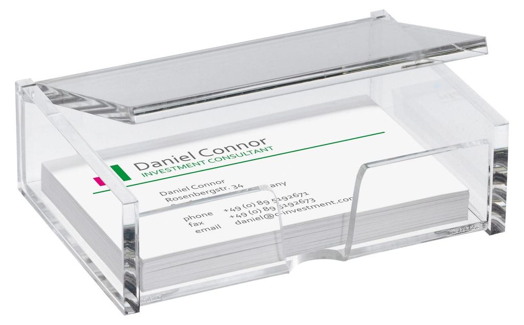 SIGEL VA112 Visitenkarten-Box, glasklar, für bis zu 80 Karten (max. 90x58 mm)