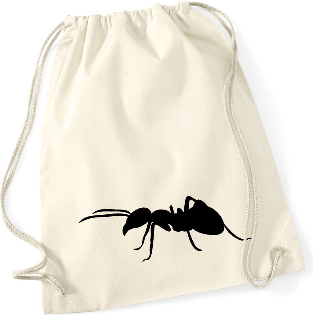 Huuraa Turnbeutel Ameise Silhouette 12 Liter Natural Baumwolle Rucksack Geschenkidee