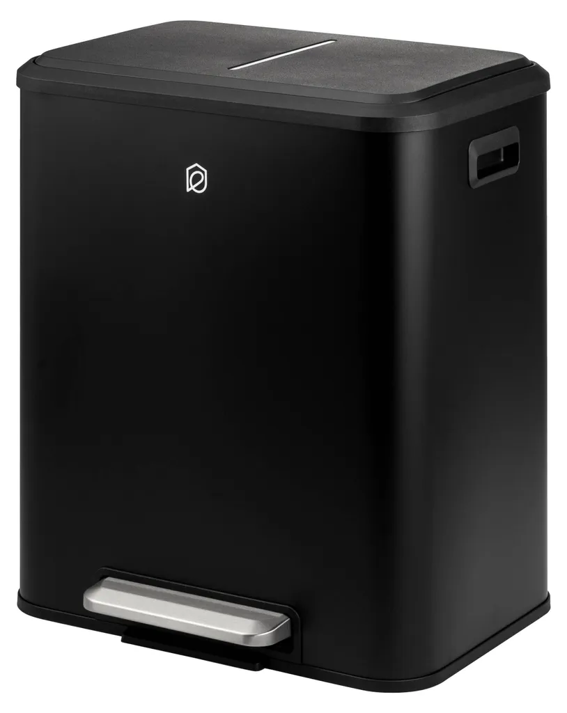 eluno Poubelle à Pédale 2x15L Noire - Système de Tri Sélectif Double Flux