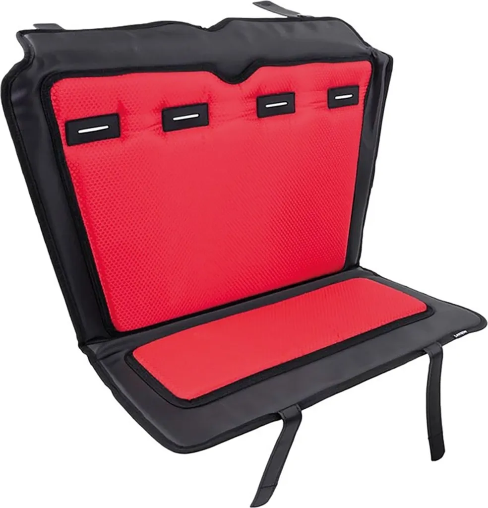 Coussin Carqon anti-choc noir rouge pour banc vélo cargo 2 places