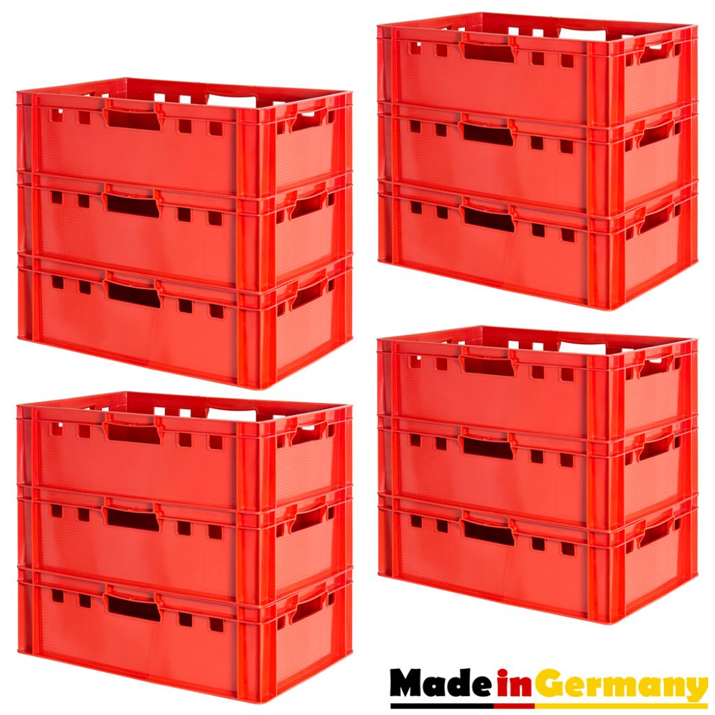 Stapelbox rot 6 x E1 Eurofleischkiste Eurokiste Vorratsbox Transportkiste 