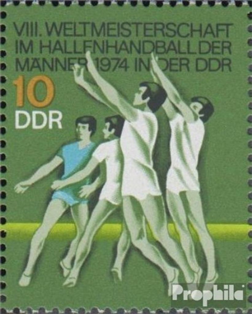 Briefmarken DDR 1974 Mi 1929I, Knieschatten verdickt (Feld 23) postfrisch Weltmeisterschaften im Hallenhandball der Männer