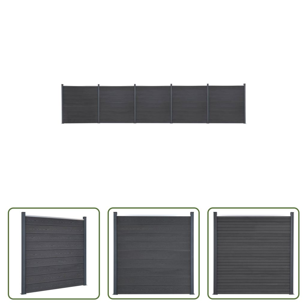 The Living Store Zaunelement-Set Grau 872x186 cm WPC