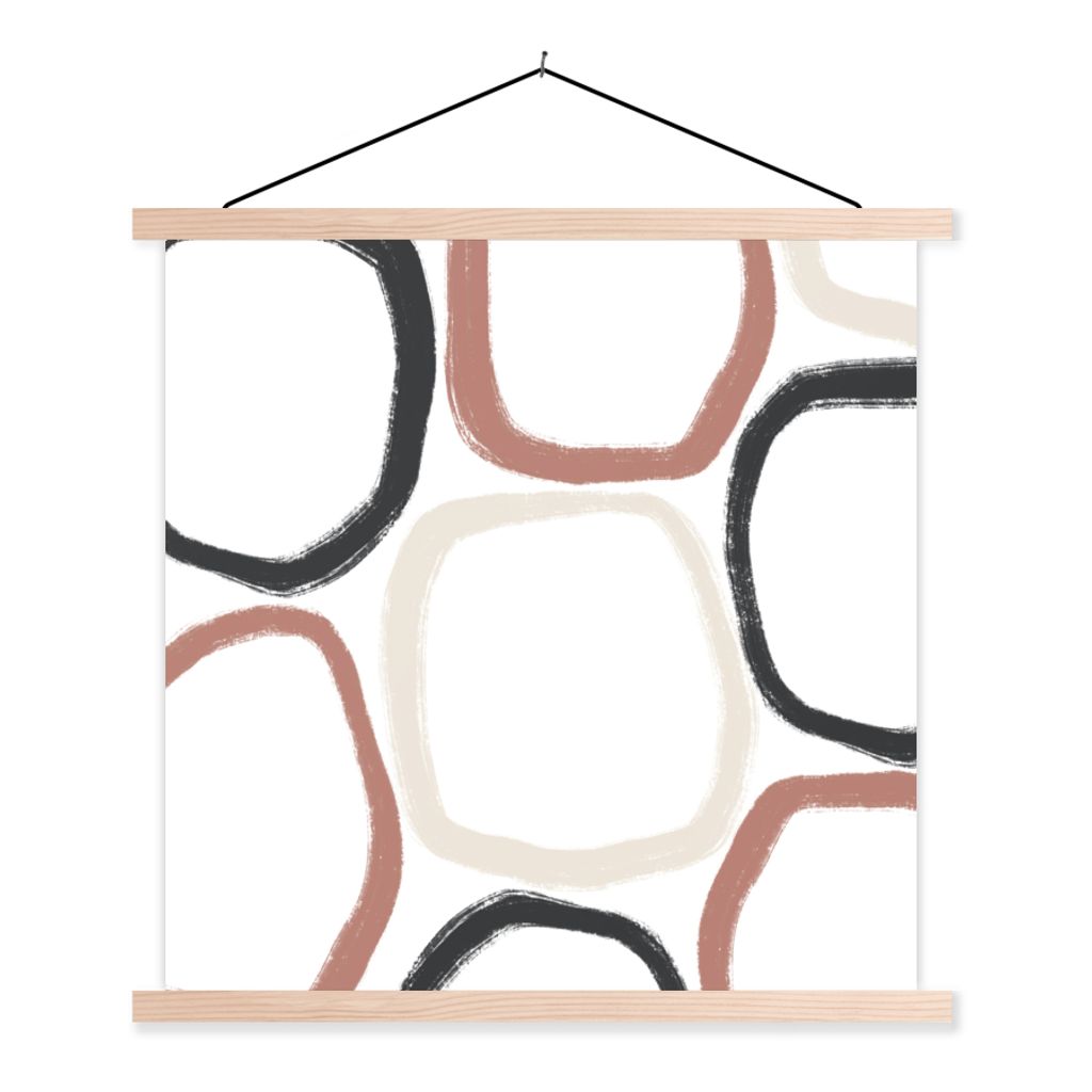 MuchoWow Textilposter Minimalismus - Geometrische Formen - Pastell - Muster 40x40 cm mit holzfarbenen Rahmen - Posterleiste