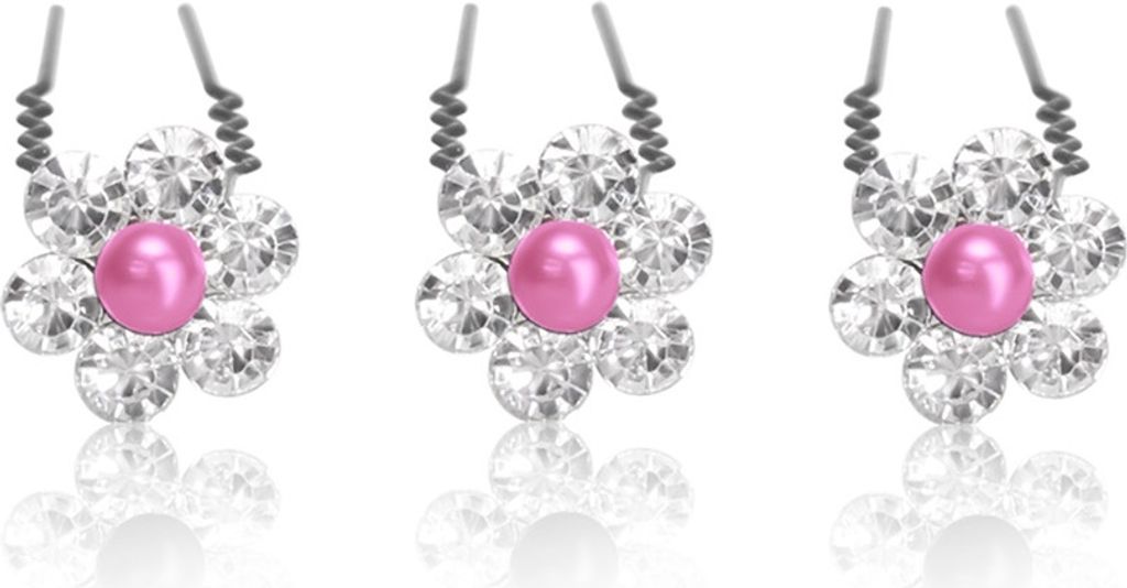 Haarnadeln Perlen Strass Blume Hochzeit Braut Haarschmuck Kommunion Haar Pin Set rosa 12er Set