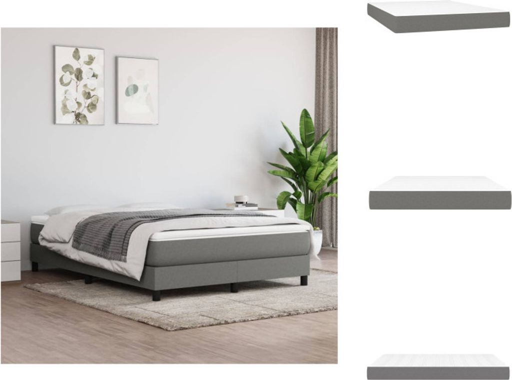vidaXL Taschenfederkernmatratze Dunkelgrau 140x190x20 cm Stoff - Matratzen