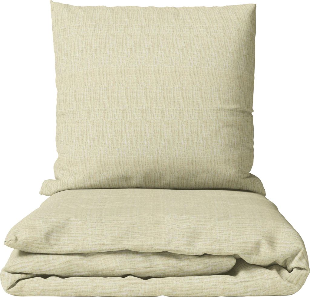 Musselin Bettwäsche 155x220 cm Baumwolle Beige Einfarbig mit Knopfverschluss Modern Hochwertig 4 Teilig