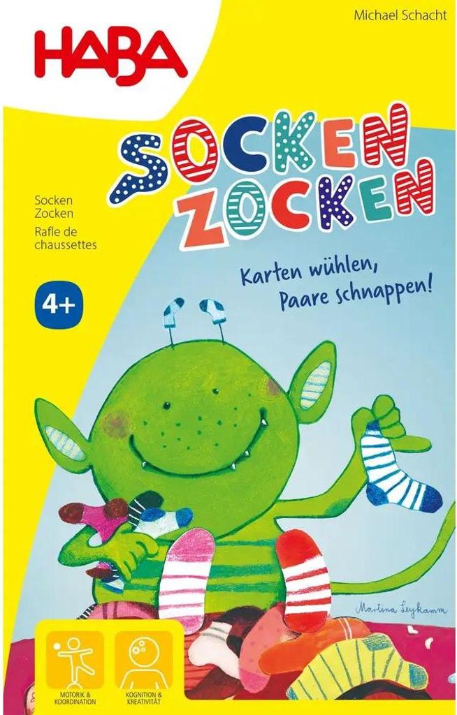 HABA Calzini Zocken Jubiläums-Edition – Gioco di Ricerca & Reazione a Partire dai 4 Anni – con Calze e Figure in Legno – 20 Anni Edizione Speciale – 2011722001
