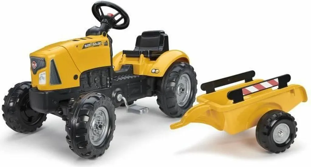 Tracteur à pédales Falk SuperBuilder avec capot ouvrant et remorque