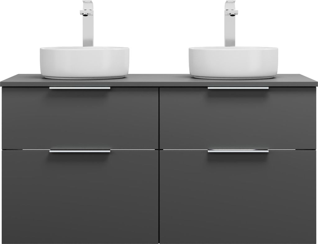 burgbad Eqio Keramik-Aufsatzwaschtische rund, inklusive Waschtischunterschrank mit 4 Schubladen, Breite 1200mm, SGUO120F6584C0001G0146