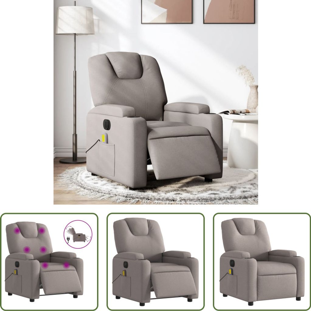 The Living Store Massagesessel Elektrisch Taupe Stoff