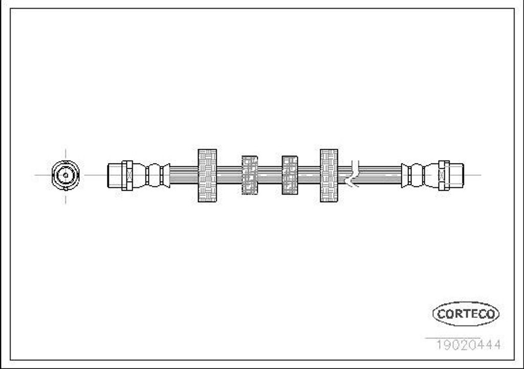 CORTECO 19020444 Bremsschlauch Vorne für VW Transporter IV Bus (70B, 70C, 7DB, 7DK, 70J, 70K, 7DC, 7DJ) Transporter V Kastenwagen (7HA, 7HH, 7EA, ...