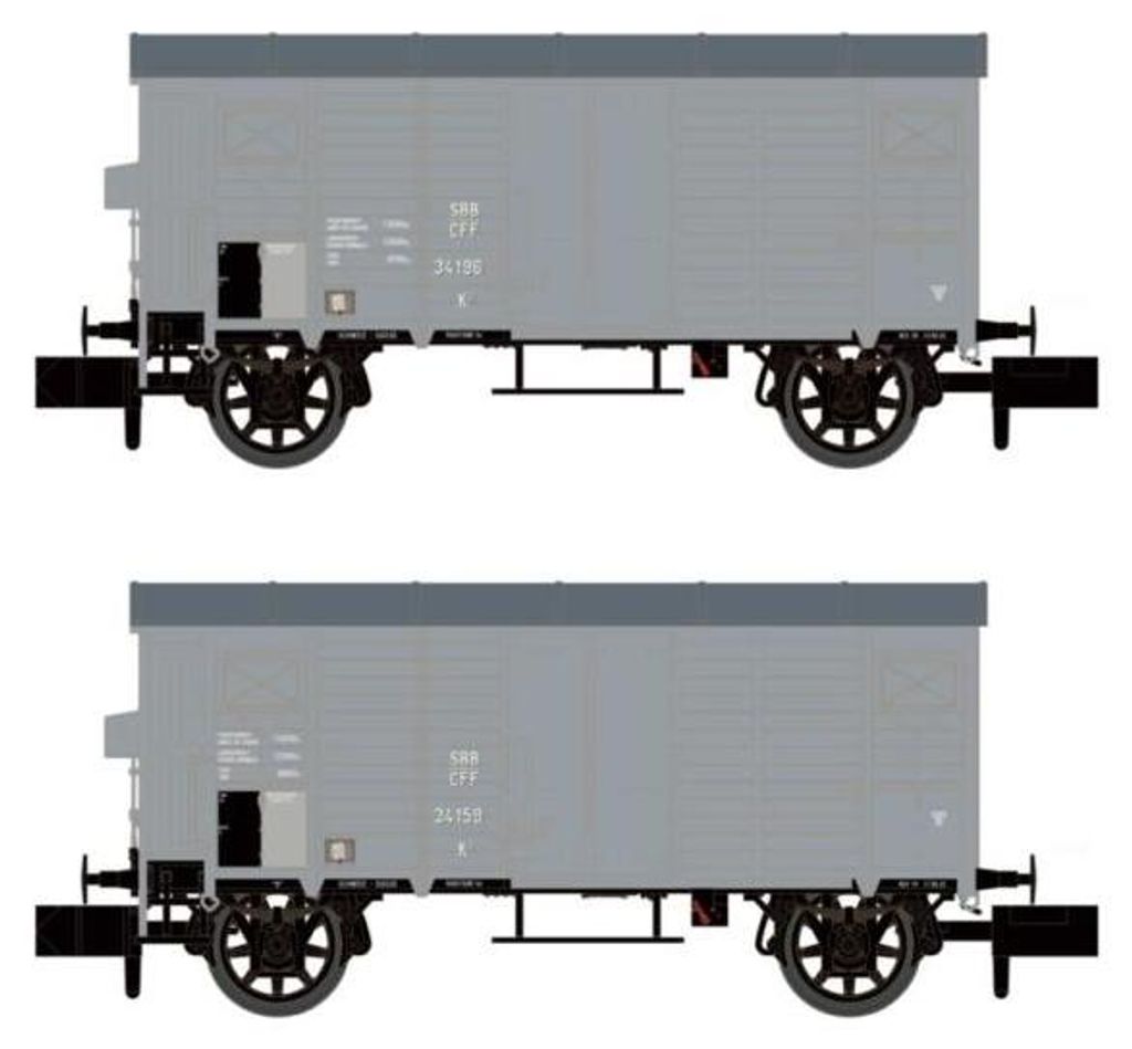 Hobbytrain 2er Set gedeckte Güterwagen K2 SBB, EP.II