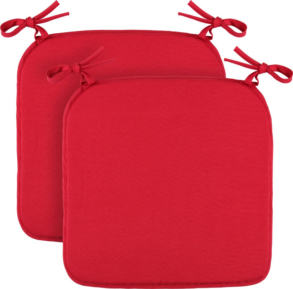 Sitzkissen ( 2er Pack / Bordeaux ) Stuhlkissen mit Haltebändern 38cm x 38cm - Sitzauflage Uni, Canvas Stuhlauflage