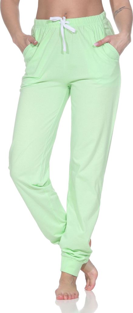 Damen Schlafanzug Pyjama Hose lang Mix & Match - perfekt zu kombinieren ; grün , 40