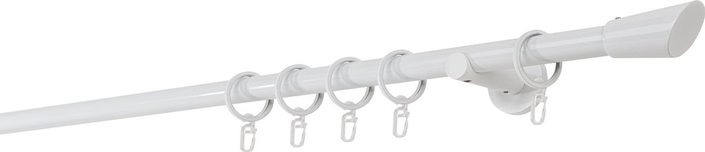 Gardinenstange auf Maß 20mm Rag 1-lauf Wandträger 6,5cm Farbe: Weiß, Größe: 390cm