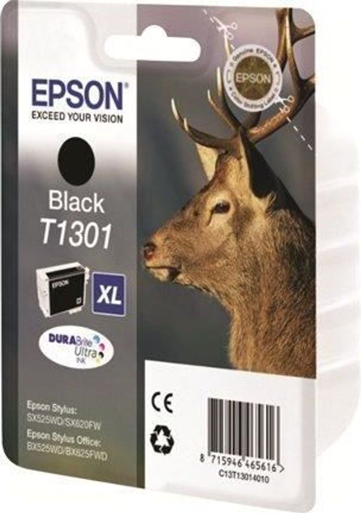 EPSON T1301 Tintenpatrone Schwarz - Cerf (C13T13014012) DURABrite U
