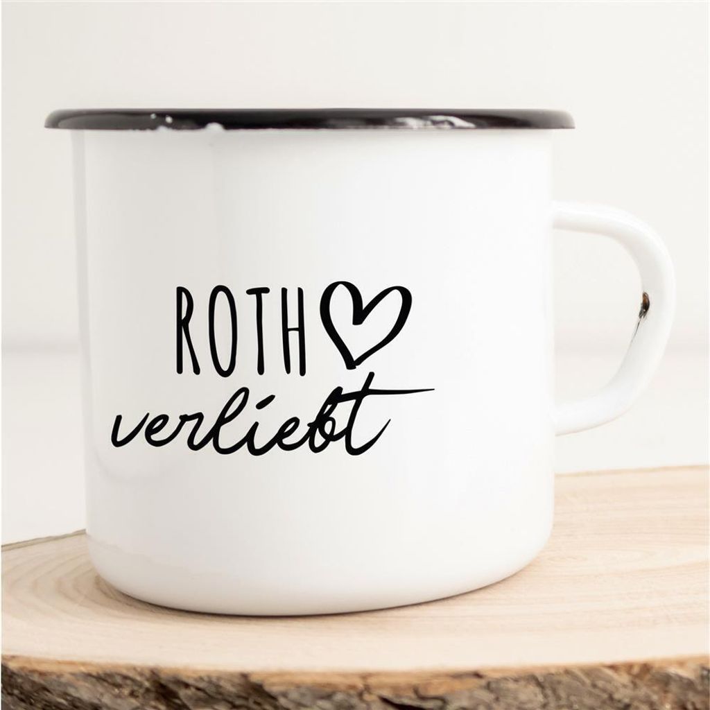 Huuraa Emaille Tasse Roth Geschenk Kaffeebecher Vintage 300ml Roth Präsent