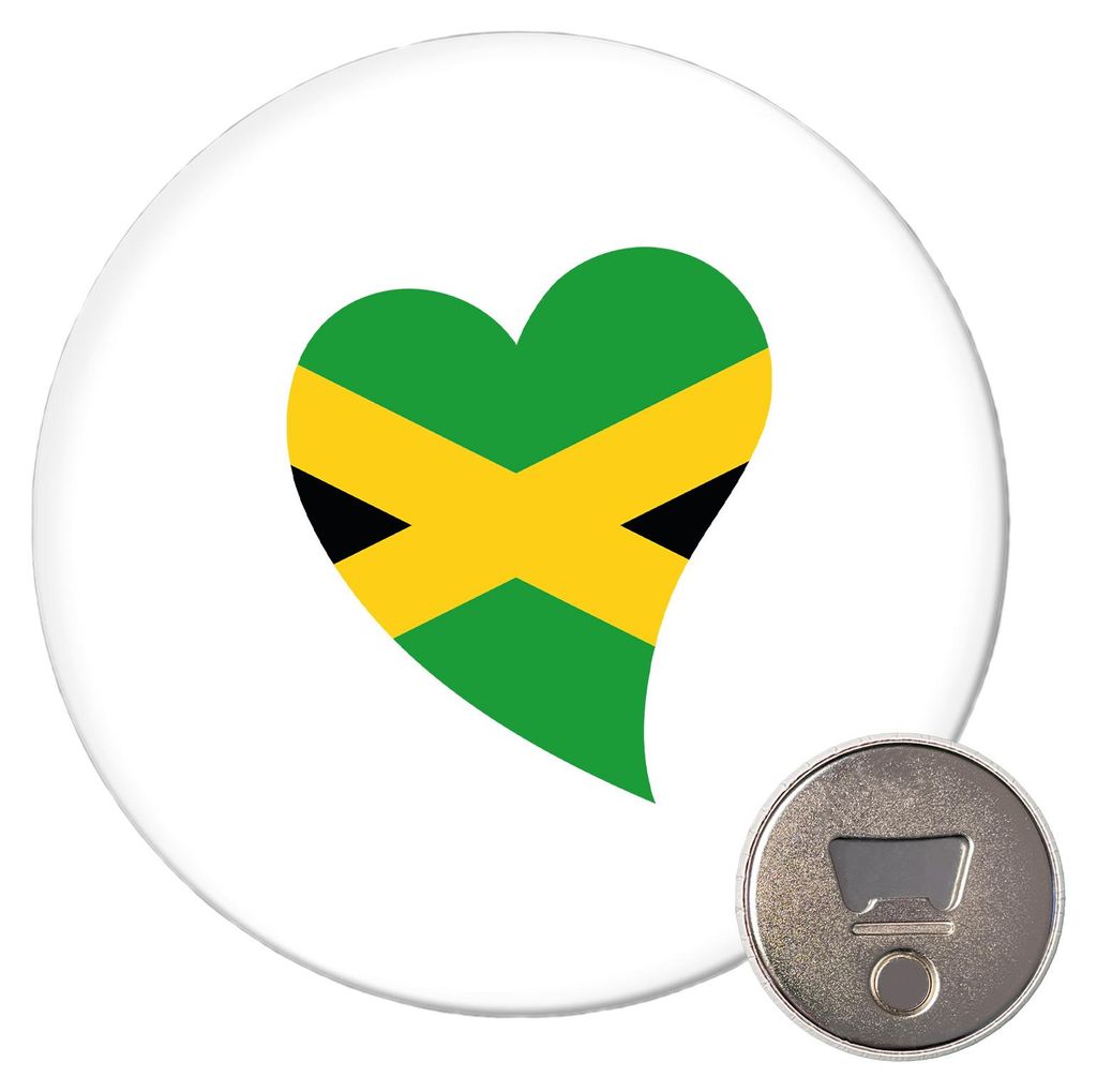 Huuraa Magnet Jamaika Flagge Herz 59mm Kühlschrankmagnet rund Flaschenöffner Geschenkidee