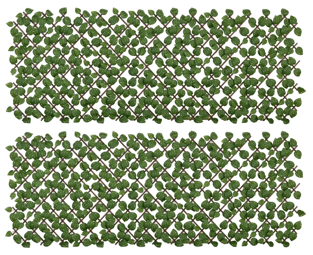 Brise-Vue Végétal Treillis Extensible Lot de 2 Haies Artificielles 2x1m