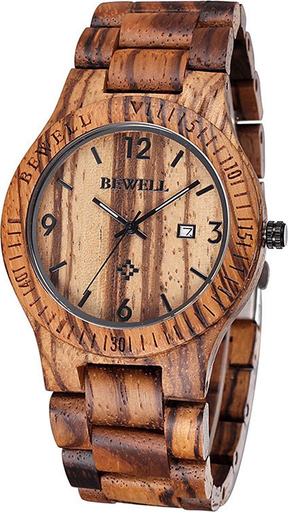 Alienwork Armbanduhr Herren Damen Braun Holz-Armband Produktbild 