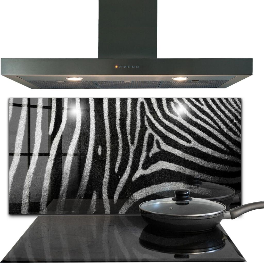 Spritzschutz aus Glas Küchenrückwand - Wandschutz für Herd und Spüle - 120x60 cm - Zebrahaut Afrikanisches Zew