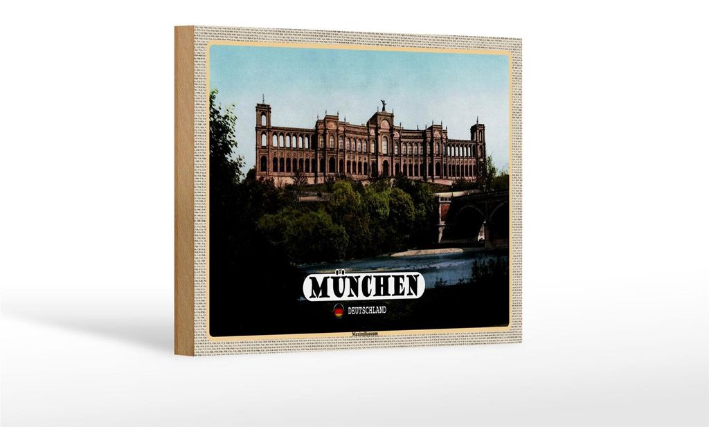 Holzschild Städte München Maximilianeum Architektur 18x12 cm