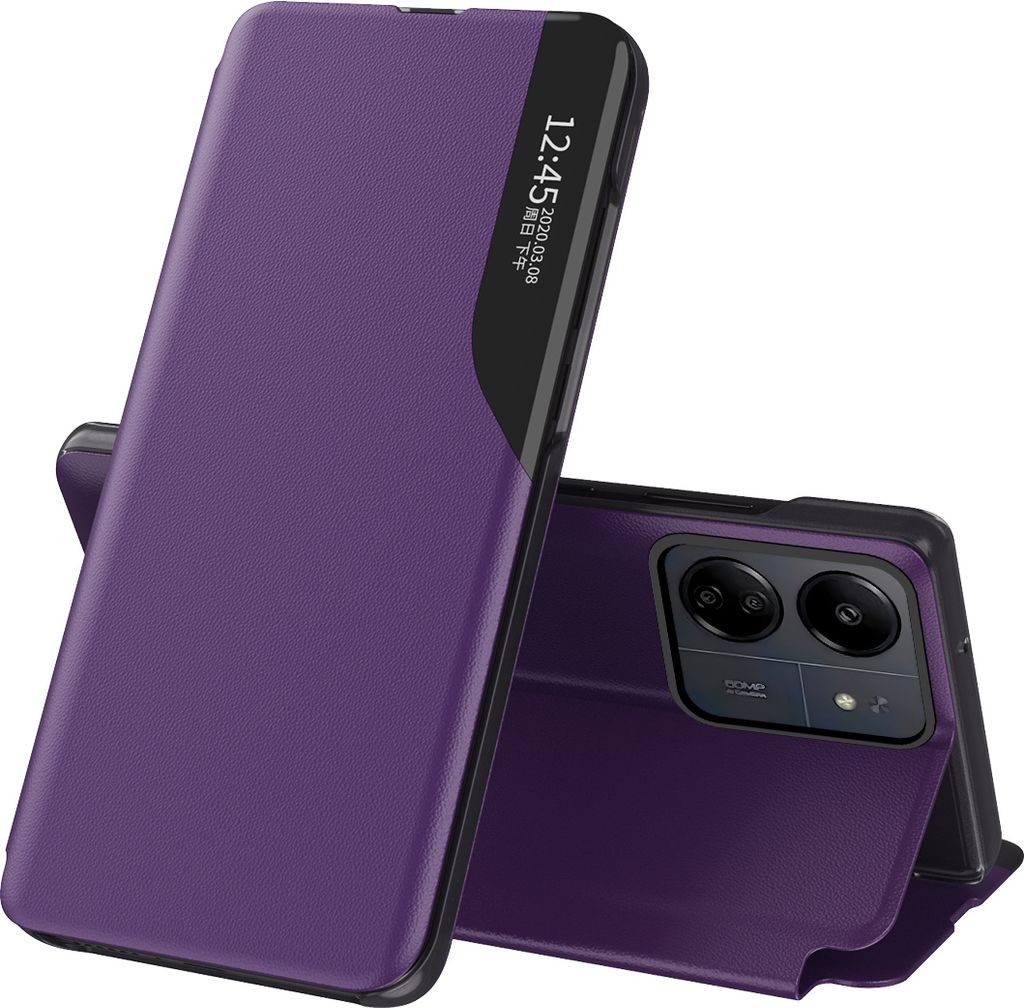 Dünn Flip Stand Cover Kunstleder Schutzhülle für Xiaomi Redmi 13C /Poco C65 Lila