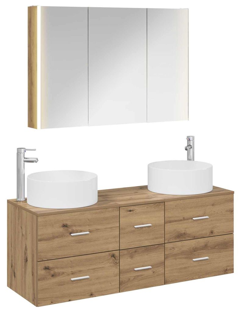 Möbel Badezimmermöbel-Set 4 pcs Artisan-Eiche Ingenieurholz und Glas - Gartensofas CC285
