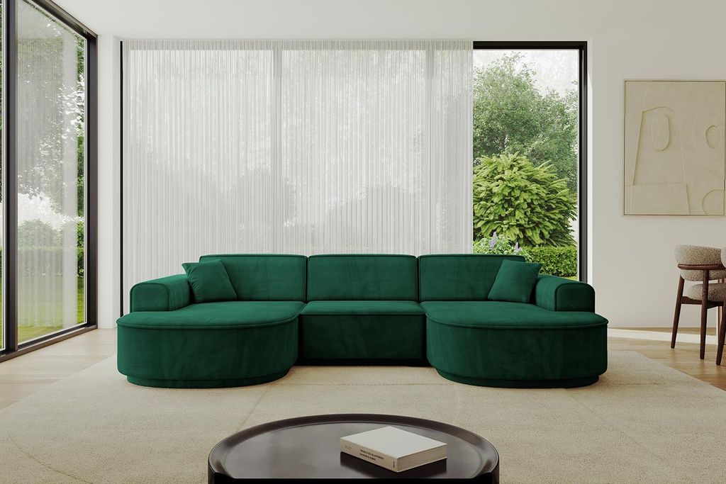ALTDECOR Ecksofa in U-Form MARI-U1-v3 - 303x171x83 cm Grün - Corner Sofa Bett Eckcouch Couch L-Form Wohnlandschaft Cauchsofa