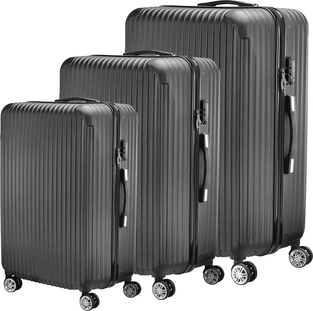 Set de bagages noir à roues spinner 360° et serrure de sécurité