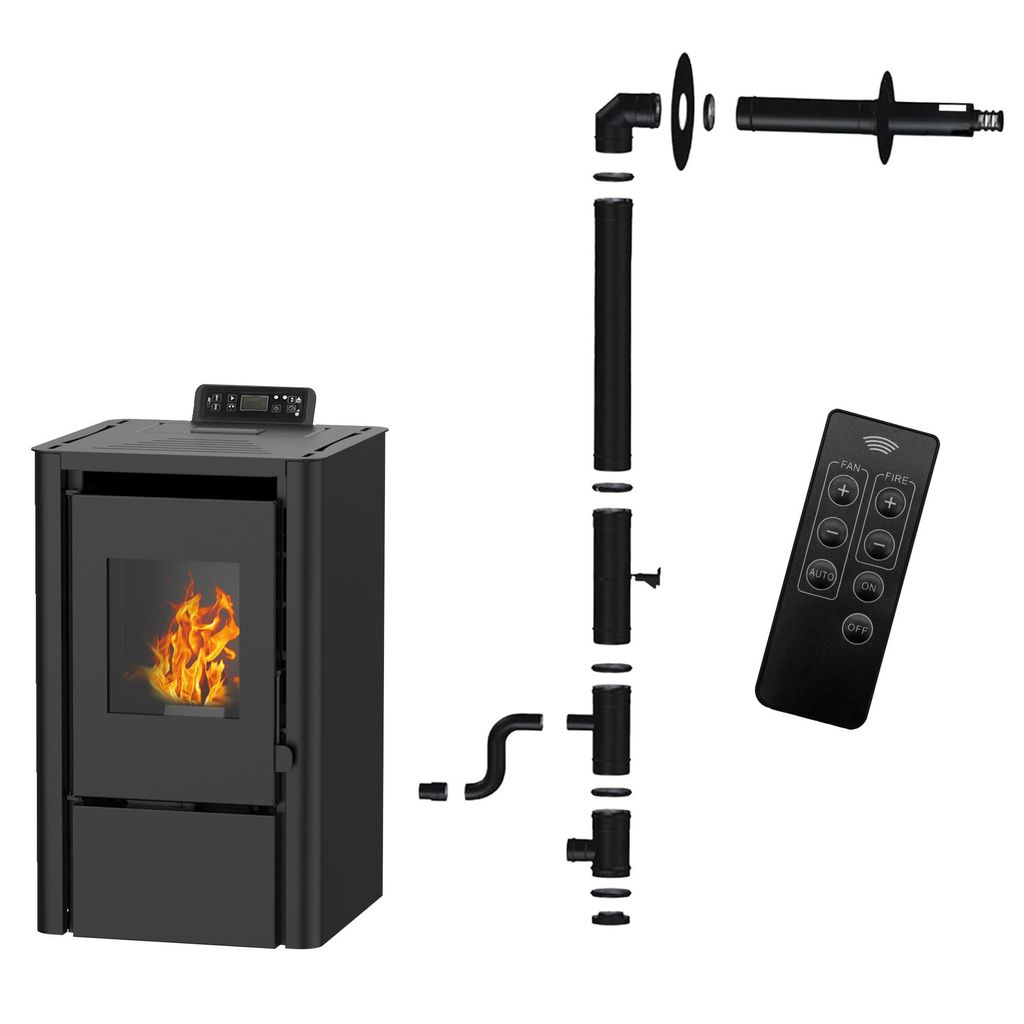 Peletová kamna Anita 7,6 kW černá Sannover + instalační Obrázek produktu 
