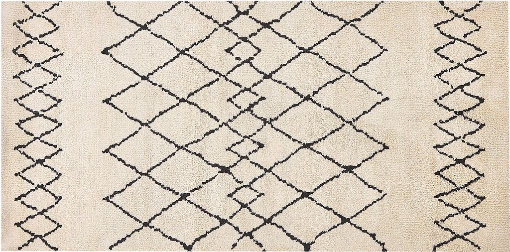 BELIANI Teppich Beige mit Schwarz 80 x 150 cm Geometrisches Muster Shaggy Hochflor Rechteckig Klassisch