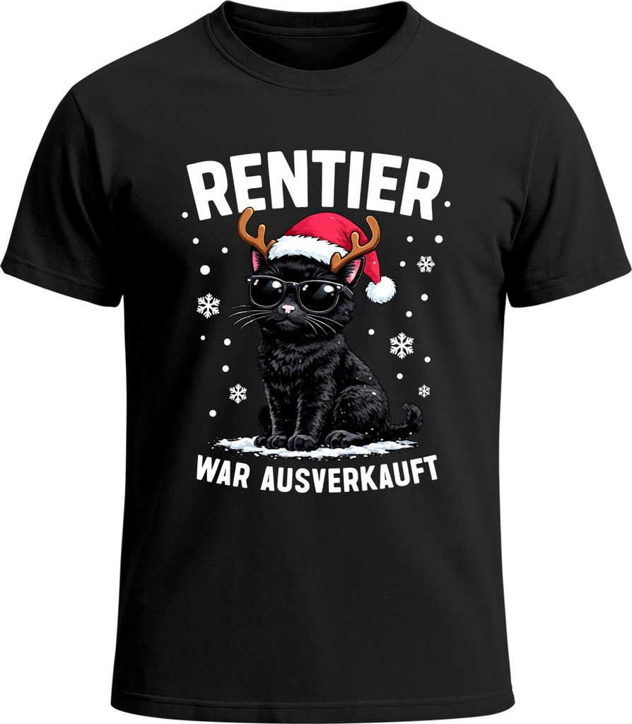 Herren T-Shirt Weihnachten Reniter war t Spruch lustig XMAS Katze Weihnachtsshirt Männer Moonworks