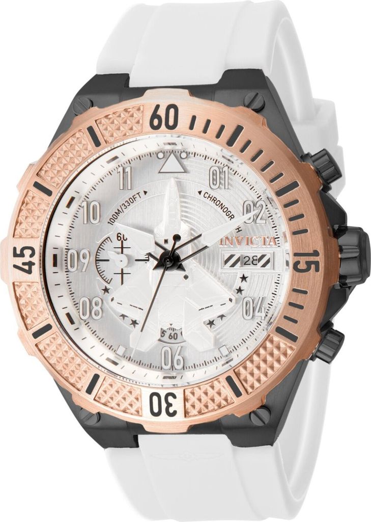 Invicta Aviator 39894 Herren uhr - Wasserdicht - Analog - Quarzuhrwerk - Edelstahl mit silbernen zifferblat - 50mm