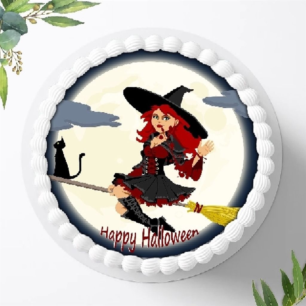 Für die Geburtstags Torte ein Tortenaufleger, Zuckerbild mit dem Motiv: Halloween , Essbares Foto für Torten, Fondant, Ø 20cm, 4629
