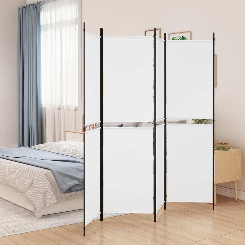 The Living Store 4-tlg. Paravent Weiß 200x180 cm Stoff