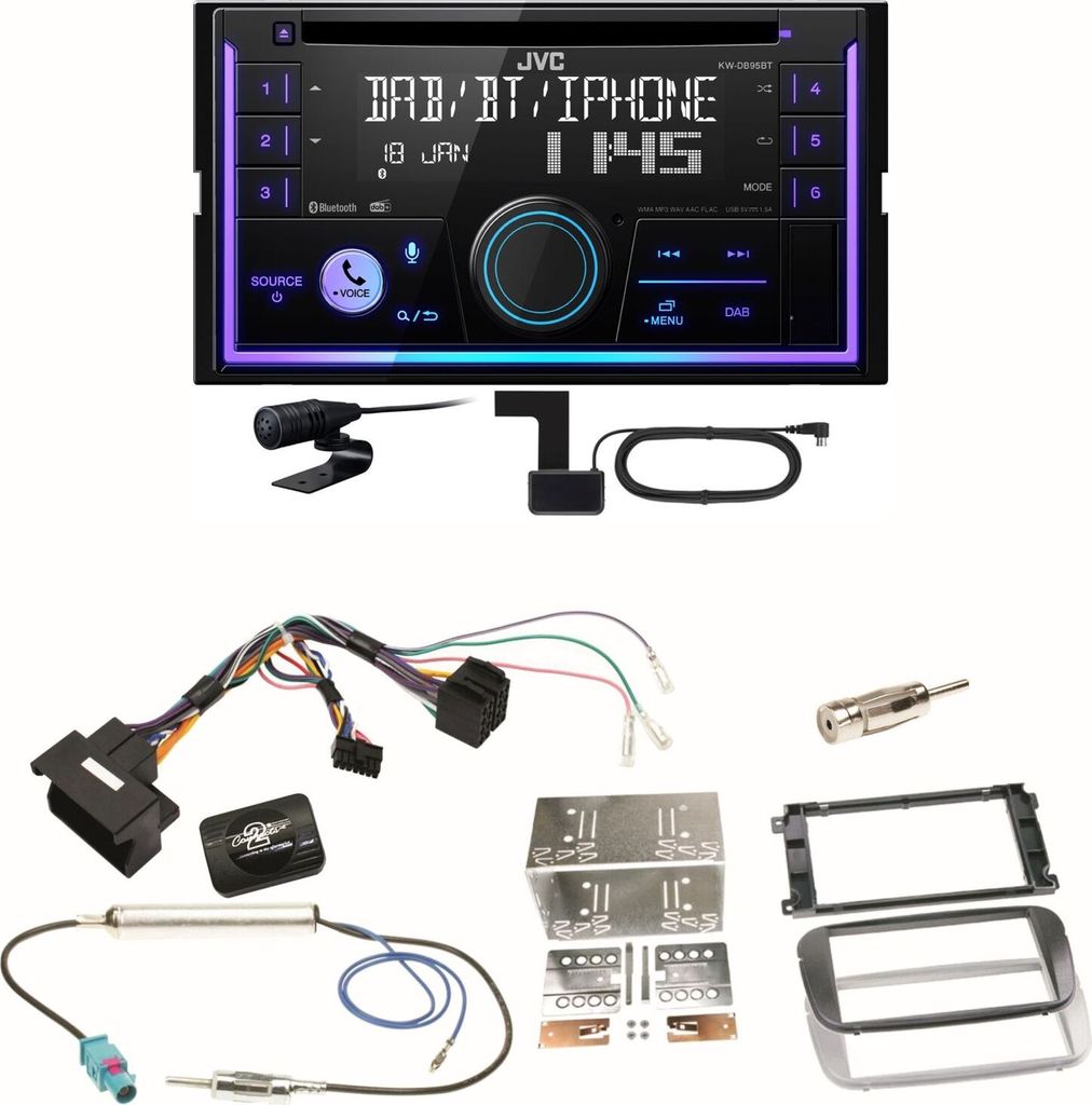 JVC KW-DB95BT Bluetooth DAB CD USB Einbauset für Ford Focus Mondeo S-Max Galaxy