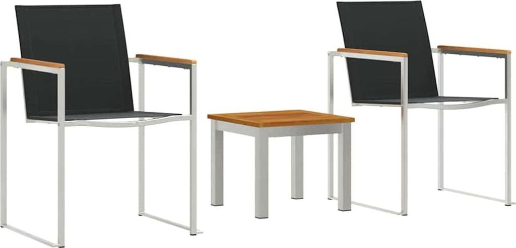 Garten Essgruppe 3 pcs Braun und Schwarz Massivholz Teak