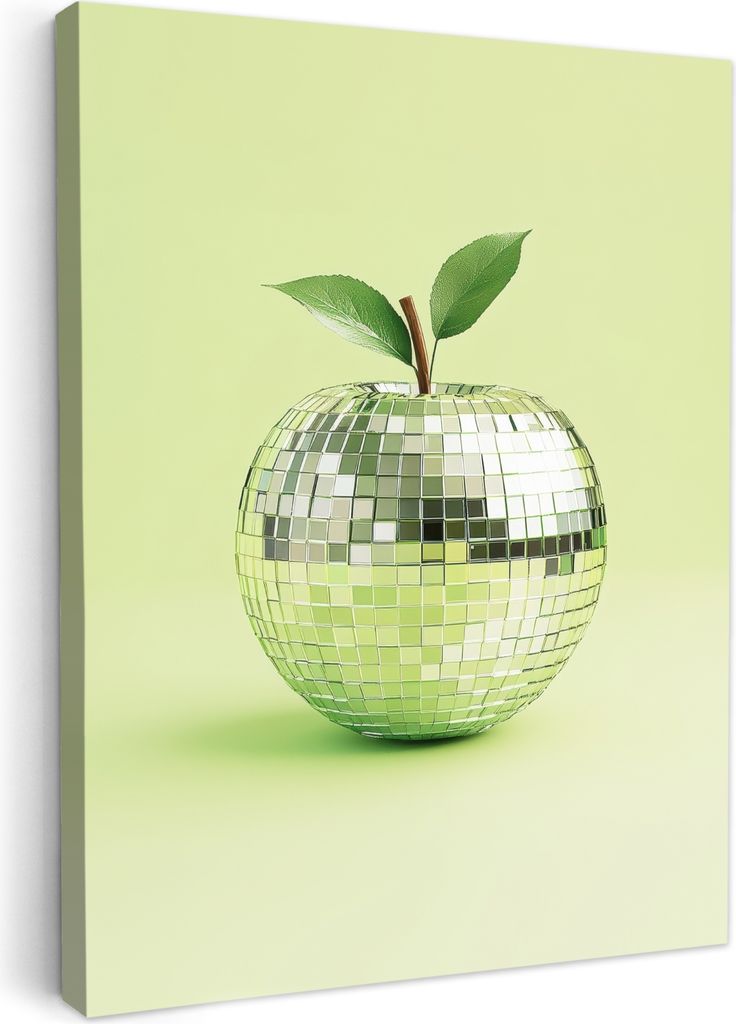 Leinwand Bilder 30x40 cm - Disco - Apfel - Grün, Wandbilder, Wanddeko Wohnzimmer, Bild