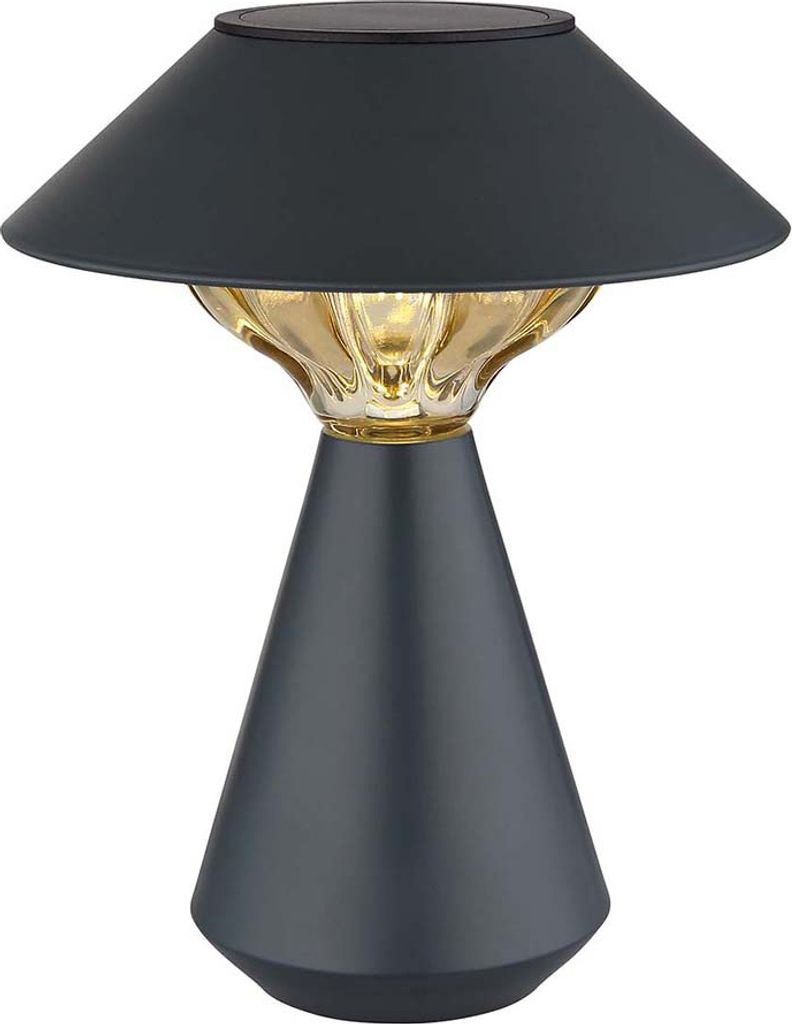 LED Solar Tischlampe, Metall anthrazit, H 23 cm