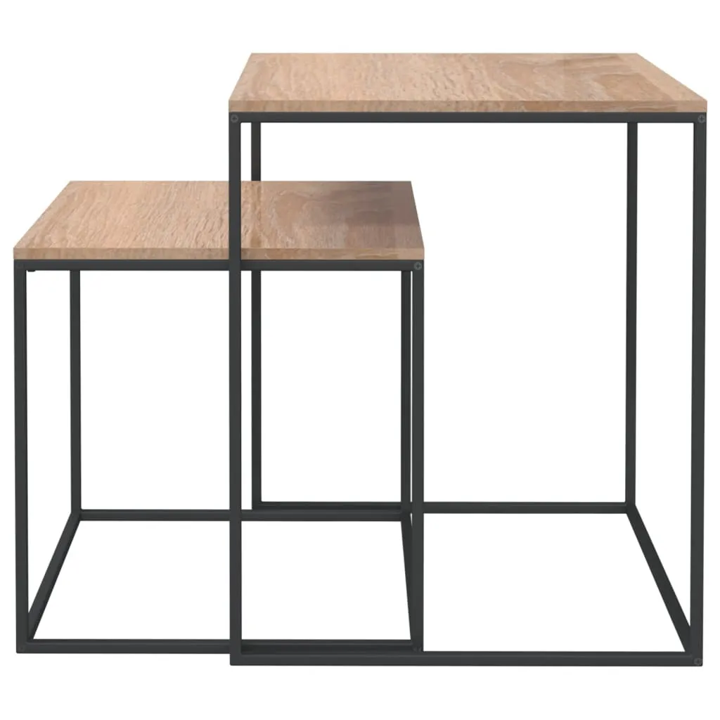 Tavolini Sovrapponibili Industrial 2 Pezzi - Arredo Salotto Moderno - 3