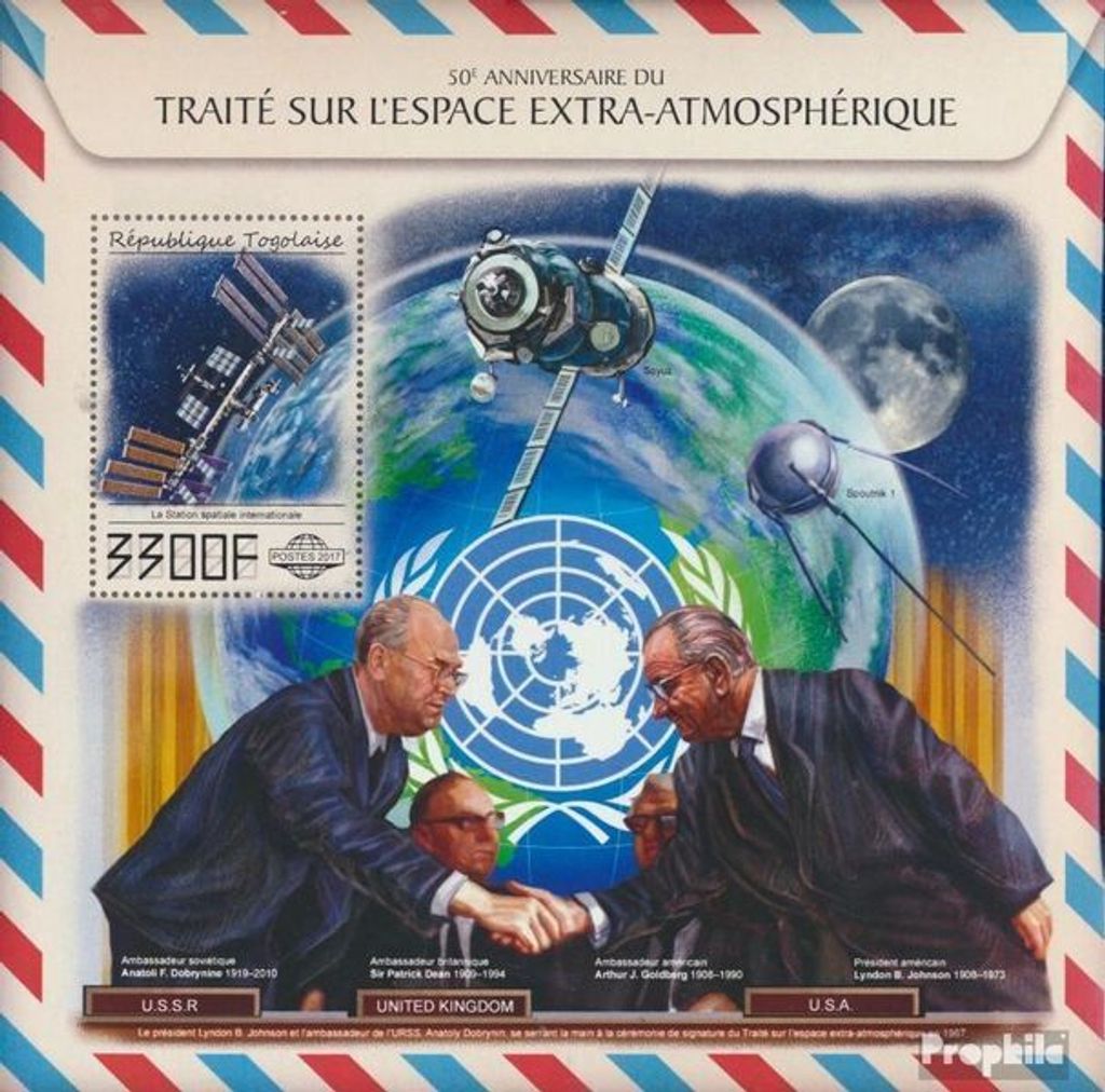 Briefmarken Togo 2017 Mi Block 1500 (kompl. Ausgabe) postfrisch Weltraumvertrag