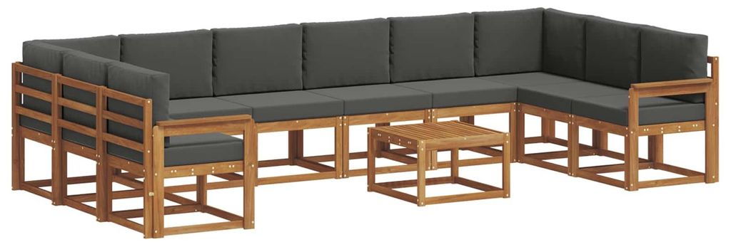 vidaXL Outdoor-Sofagarnitur mit Kissen 11 pcs Natur und Anthrazit