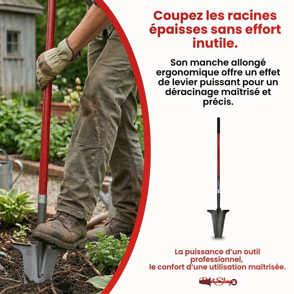 Bêche de jardinage XL Root Slayer pour creuser et couper les racines - 13