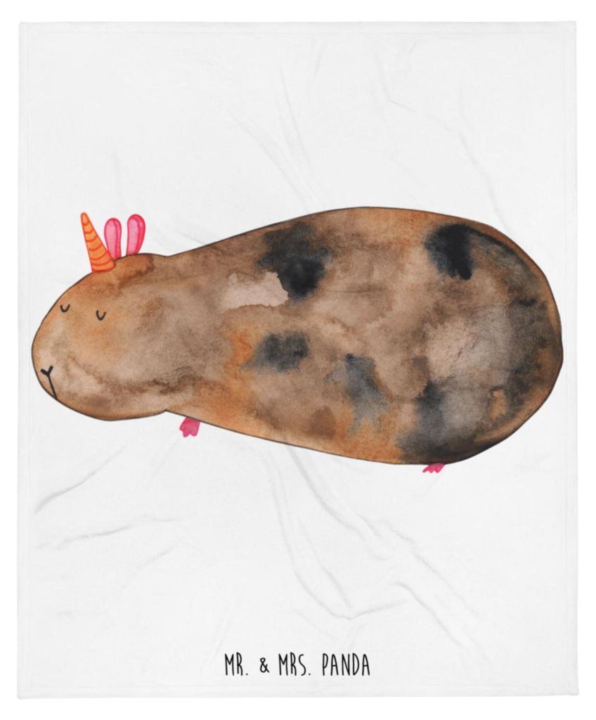 Mr. & Mrs. Panda Kuscheldecke Einhorn Meerschweinchen - Weiß - Geschenk, Plüschdecke, Wohndecke, Sofaüberwurf, Einhörner, Unicorn, Bettdecke, M...