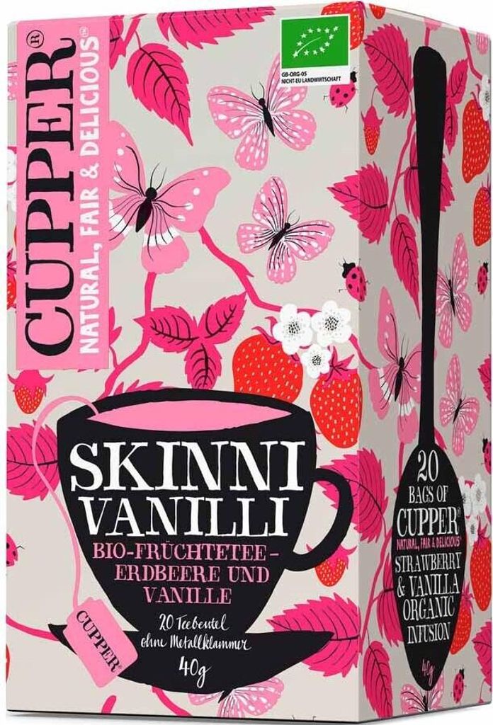 Cupper Frchtetee "Skinni Vanilli", Erdbeer Tee 20 Teebeutel (1x40g Pack)